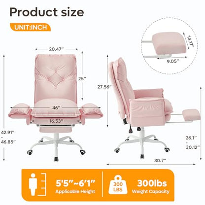 Bestier High Back Executive Chair with Flip-Up Armrests Wheel, Pink Velvet - color: Pink Velvet