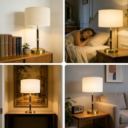 Table Lamp for Bedroom with USB & AC Outlet, Bulb Not Included - style: Retro