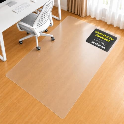 Heavy Duty Chair Mat,36" X 60" Clear Frosted 1.5mm PVC Chair Mat, - size: 36 × 60″