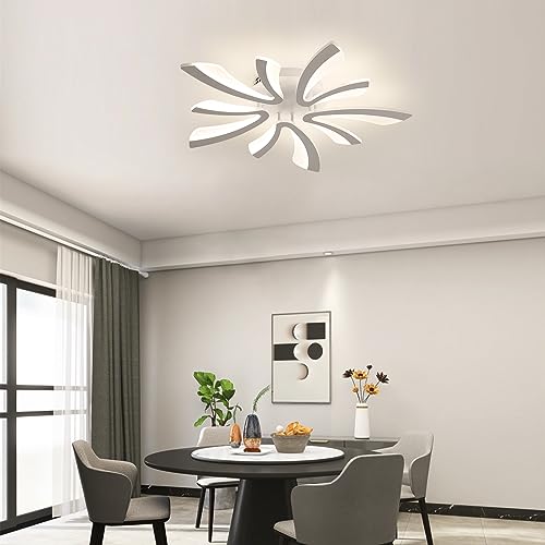 Goeco Modern Ceiling Light, 27.5'' Dimmable LED White Acrylic V-Shaped Flush Mount Ceiling Lights, 3000K/4000K/6500K with Remote Control Ceiling Light Fixture for Living Room, Dining Room, Bedroom - color: White V Shaped