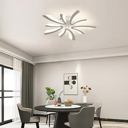 Goeco Modern Ceiling Light, 27.5'' Dimmable LED White Acrylic V-Shaped Flush Mount Ceiling Lights, 3000K/4000K/6500K with Remote Control Ceiling Light Fixture for Living Room, Dining Room, Bedroom - color: White V Shaped