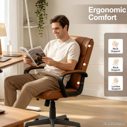 Office Desk Chair Set of 10 Conference Room Chairs Modern Ergonomic Executive Swivel Chair Adjustable Height PU Leather Home Desk Chair with Armrests Comfy Computer Task Chairs with Wheels - color: Brown, size: Set of 10