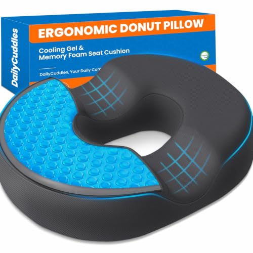 Donut Pillow Cooling Gel Memory Foam Cushion, XXL, Grey - color: Gray, size: XX-Large