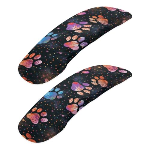 Dog Paw Print Computer Chair Armrest Covers, Soft Stretchy Office Chair Arm Covers Set of 2, Skin Friendly and Breathable, Home Decorations, Black - color: Black and Multi - Dog Paw