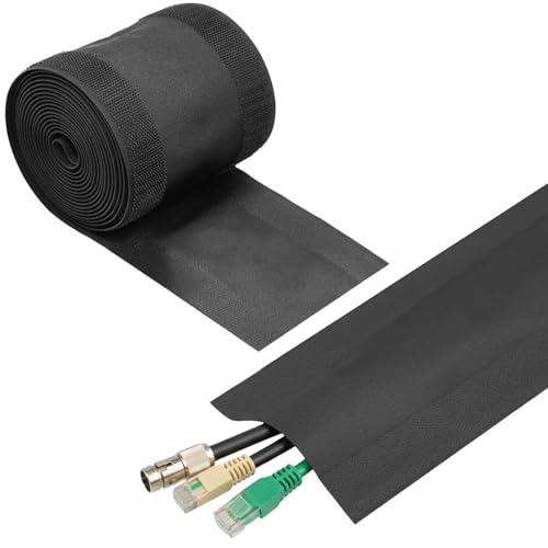 Cable Grip Floor Cord Cover for Office Carpet,Cable Management Organizer, Floor Cord Cover,Cable Protector Management for Homes & Office (Black, 19.69 ft) - color: Black