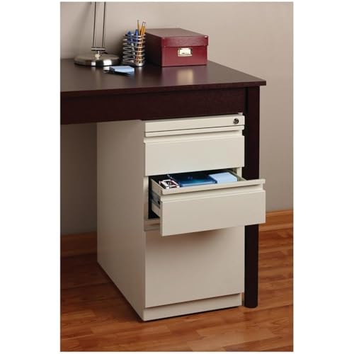 Pemberly Row 27.75" H X 15.00" W Modern 3 Drawer Metal Mobile Filing Cabinet in Putty with Lock Included - color: Beige