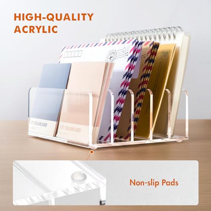 BEYGORM Acrylic Mail Holder, 5 Compartments Multifunction Desk Organizer - size: Medium-2pack