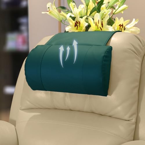 Recliner Pillow Breathable Perforated Leather with Adjustable Non-Slip Memory Foam, Ultimate Neck & Head Support for Home, Office, & Travel,Teal - color: Teal
