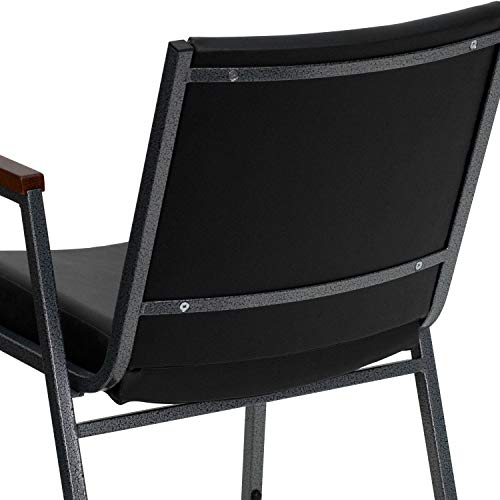 Flash Furniture 4 Pack HERCULES Series Heavy Duty Black Vinyl Stack Chair with Arms - color: Black Vinyl, size: Set of 4