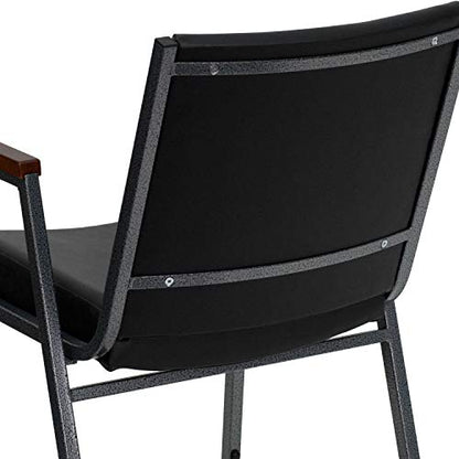 Flash Furniture 4 Pack HERCULES Series Heavy Duty Black Vinyl Stack Chair with Arms - color: Black Vinyl, size: Set of 4