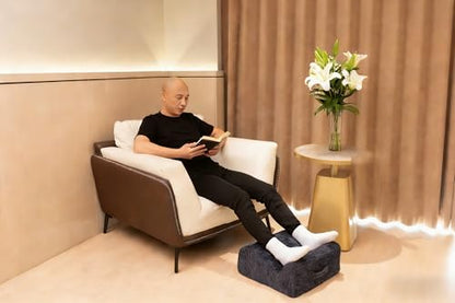 Desk Footstool - Ergonomic, Non-Slip Footstool with Two-Way tilt Design and Comes with a Removable, Washable Cover. Suitable for desks, Homes, Offices, and Cars (Dark Blue). - color: Dark Blue