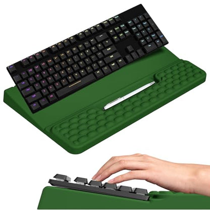 Ergonomic Keyboard Stand with Soft Memory Foam Wrist Rest for Office - color: Green