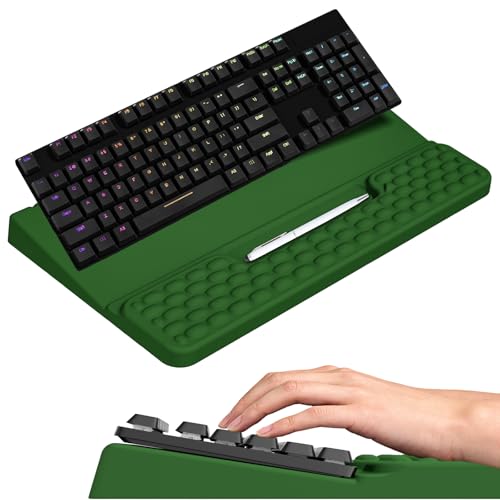 Ergonomic Keyboard Stand with Soft Memory Foam Wrist Rest for Office - color: Green