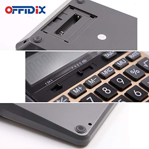 OFFIDIX Big Number Office Calculator with Large LCD Display, Dual Power ﻿ ﻿ - color: Gold
