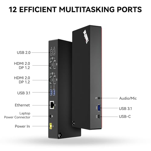 ThinkPad 40AF0135 Universal Hybrid Docking Station | For Lenovo Laptops, Dual Monitor, Comes with ITSPWR HDMI 4K Cable + DP Cable+ Cleaning Cloth - style: HDMI + DP Cable