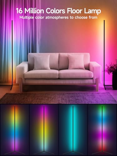 Tyute Floor Lamp, RGB LED Corner Lamp with Music Sync, Smart App and Remote Control Color Changing Ambience Light, 16 Million Colors Standing Lamp for Bedroom Living Room Gaming Room (2pcs) - color: Multicolor - 2 Pack