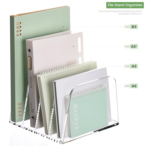 YUXUN Acrylic Desk File Organizer, 4-Section Upright Magazine Holder - size: 4-Section