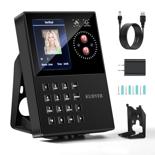 KUIIYER 3 in 1 Employees Time Clocks (Face + Palm Print + Password)