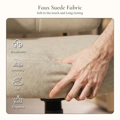 EUREKA ERGONOMIC Becky Suede Mid-Century Office Chair, Off-White - color: Off-white, size: Mid-Back