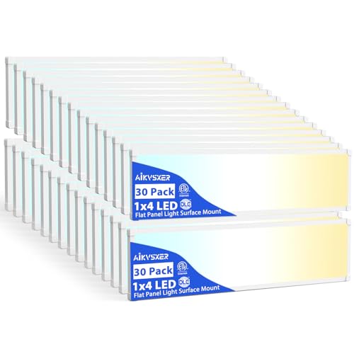 AIKVSXER 30Pack 1x4 LED Flat Panel Light, 6500LM Ultra-Bright, 30-50W White - color: White, size: 1x4ft-30P