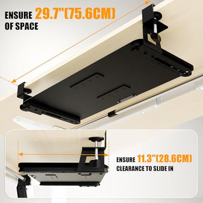 Under Desk Keyboard Tray, Keyboard Holder Drawer with C-Clamp 25.6"x11.8" - color: Black