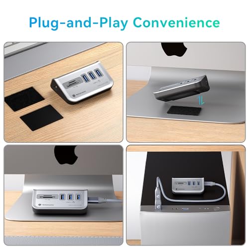 Yottamaster USB Hub with SD Card Reader, Triangle Desktop USB3.0 Hub with 3 USB A 3.0 Ports, TF & SD Card Reader with 1.64ft Cable for PC, Laptop (Not Support Charging) - style: with SD Card Reader