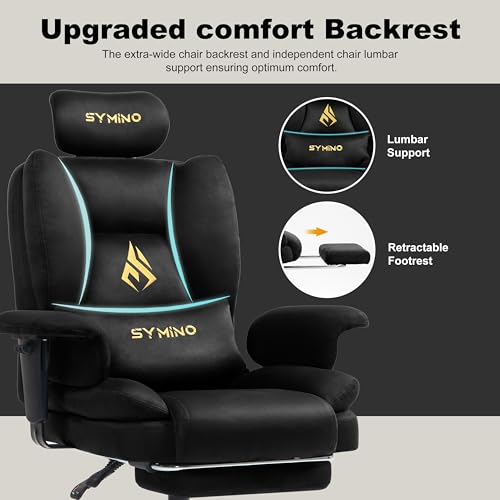 Symino Ergonomic Gaming Chair with Footrest & 155° Recline - color: Black