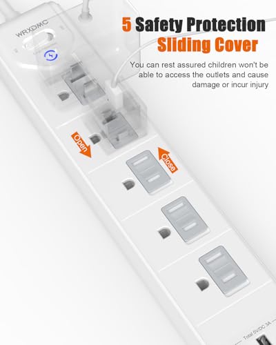 2 Prong Power Strip, WRXDMC 2 Prong to 3 Prong Outlet Adapter, 15ft Cord | Polarized Plug, 1680J Two Prong Surge Protector, 5 AC Outlets & 3 USB, Wall Mountable, Ideal for Non-Grounded Outlets - size: 15 Ft