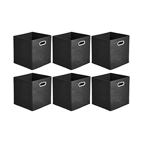 Amazon Basics Collapsible Cube Storage Bins, Space-Saving, Organizing Fabric Bins with Handles, 10.5" x 10.5" x 11", Black, 6-Pack - color: Black, size: 6-Pack