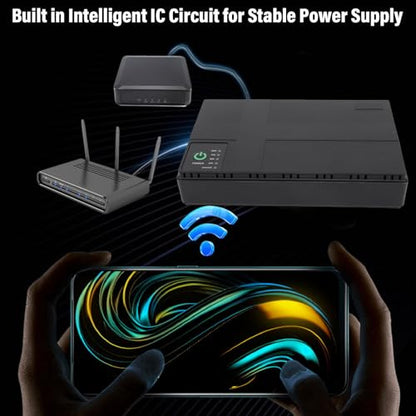 Hilitand Mini UPS Battery Backup Uninterruptible Power Supply with 10400mAh Li Battery 18W Output for Router Modem Security Camera (US Plug)
