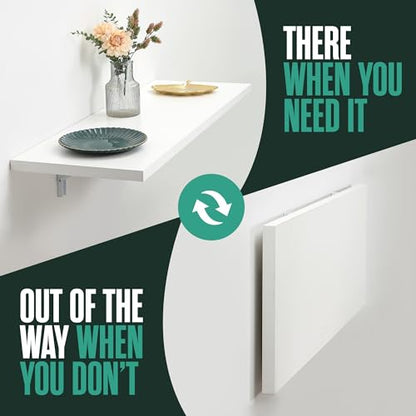 Wall Mounted Desk, Murphy Desk, Wall Mounted Folding Table, 48x16 White | Houseables Laundry Folding Table, Fold Down Work Bench, Foldable Station, Floating Bar, Hanging, Dining, Kitchen, Clothes - color: White