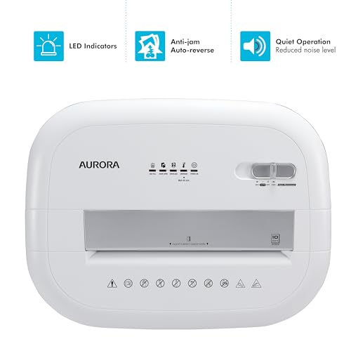 Aurora High-Security 10-Sheet Micro-Cut Paper and Credit Card Shredder with 6 Gallon Pullout Basket / 60 Mins Running Time/Security Level P-5 - style: 10-Sheet MicroCut / P5