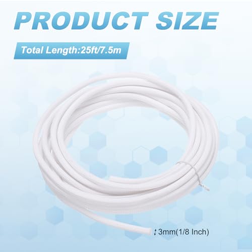 MECCANIXITY Split Sleeve Wire Loom 1/8" 25Ft White Self Wrapping Braided Sleeve UL94-V2 Fireproof PET Sleeving for Automotive, Home Cable Management - color: White, size: 1/8" x 25Ft