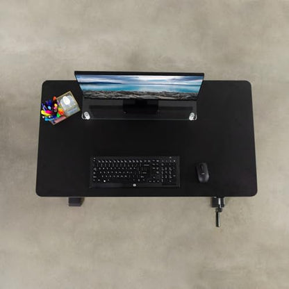 VIVO Manual Height Adjustable 43 x 24 inch Stand Up Desk, Black Solid One-Piece Table Top, Black Frame, Standing Workstation with Foldable Handle, DESK-KIT-MB4B - color: Black Top / Black Frame, size: 43" x 24"