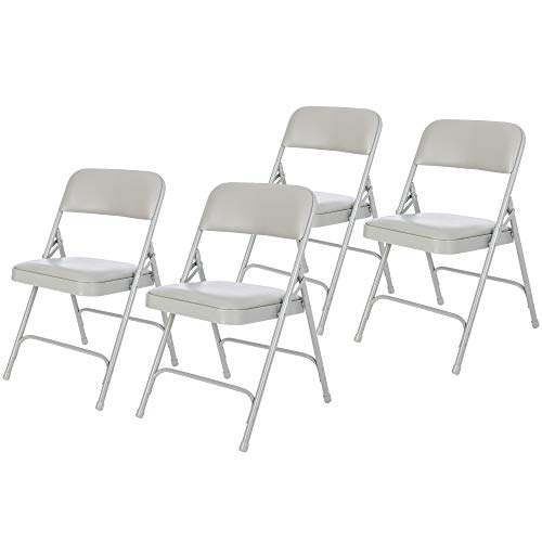 OEF Furnishings OEF1202 Commercial-Grade Vinyl Padded Folding Chair (Grey, 4-Pack) - color: Grey