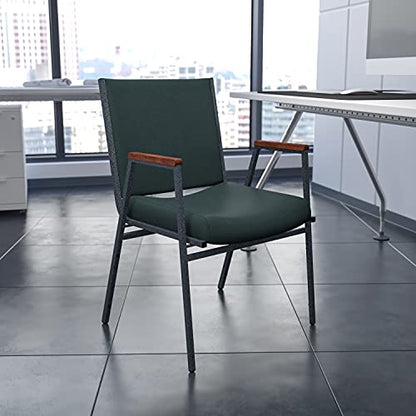 Flash Furniture Hercules Fabric Stack Chair with Arms, Green - color: Green Patterned Fabric, size: Set of 1