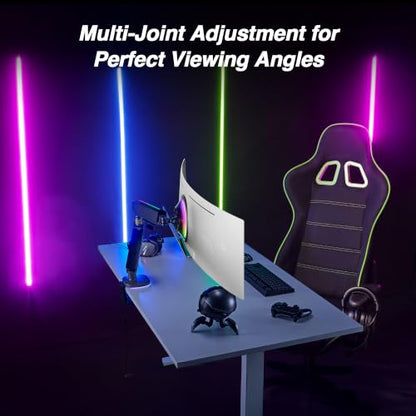 AVLT Single 27”-45” RGB Gaming Monitor Arm Desk Mount -Black | Built-in 20 Lighting Modes Touch Button Control Fits Flat/Curved/Ultrawide Screen Height Swivel Tilt Rotation Adjustable - color: Black - Single