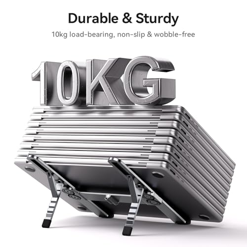 Portable Laptop Stand, Foldable Laptop Riser for Desk, 6-Level Adjustable Ergonomic Computer Stand, Premium Aluminum Alloy Notebook Holder Compatible with 10-17 Inch Laptops & Tablets - color: SILVER