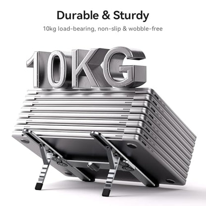 Portable Laptop Stand, Foldable Laptop Riser for Desk, 6-Level Adjustable Ergonomic Computer Stand, Premium Aluminum Alloy Notebook Holder Compatible with 10-17 Inch Laptops & Tablets - color: SILVER