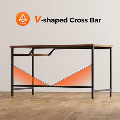 Mericonia 55x24 Inch Computer Desk, 0.6" Thick Small Office Table - color: Brown, size: 55",0.6"T