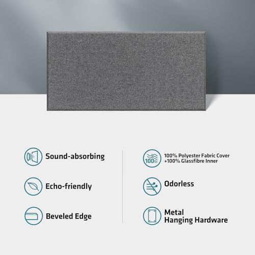 2 Pack Acoustic Panel 47.2"x23.6" Soundproof Fiberglass Panel,Charcoal Grey - color: Charcoal Grey, size: 47.2" x 23.6"-2pcs
