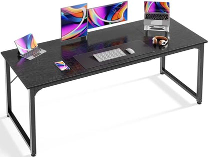 Huuger Modern Simple Office Desk, 63 Inch, Gaming & Writing Desk with Storage, Large Legroom, Metal Frame, Black - color: Black, size: 63inch