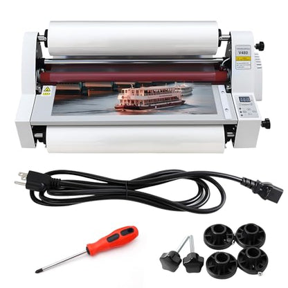 18inch Laminator Machine(V480), 110V Cold Hot Roller Laminating Machine, Single Dual Sided Thermal Laminating Machine for Home Office School Commercial