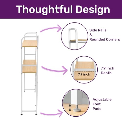 Desktop Bookcase Bookshelf Desk Hutch, 2-Tier Multipurpose Countertop Display Shelf, Adjustable Computer Desktop Rack Organizer for Home Office Dorm Use (White)