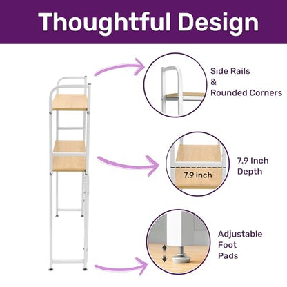 Desktop Bookcase Bookshelf Desk Hutch, 2-Tier Multipurpose Countertop Display Shelf, Adjustable Computer Desktop Rack Organizer for Home Office Dorm Use (White)