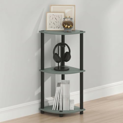 Furinno Turn-N-Tube Toolless Assembly 3-Tier Storage Shelves, Sage Green - color: Sage Green/Black, size: 3-Tier
