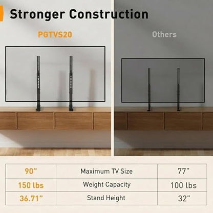 Perlegear Universal TV Stand Legs for 37–90 inch TVs up to 150 lbs - size: 37-90 inch