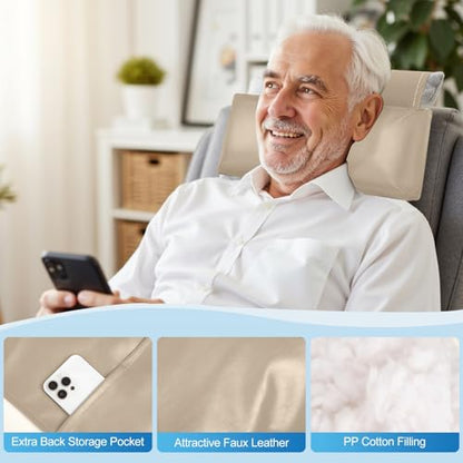 Recliner Pillow, Adjustable Neck & Head Support Pillow - color: Beige