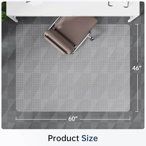 Office Chair Mat for Carpet, 46" x 60" Clear Computer Desk Chair Mat for Carpeted Floors, Easy Glide Plastic Floor Mats with Studs for Rolling Chair in Office Home - color: Clear, size: 46'' x 60'' Rectangle