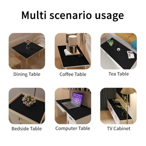 Faux Leather Table Cover,1.8mm Thick,12x72 Inch Desk Cover,Dresser Cover Top,Dresser Protector Top,Dresser Cover,End Table Cover.(Black+Black,12x72) - color: Black+black, size: 12" × 72"